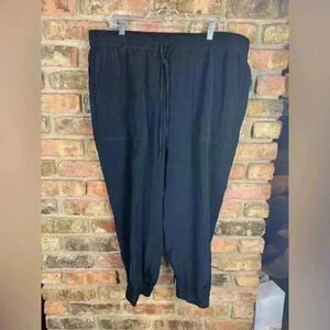 ANN TAYLOR - WOMEN'S XL -BLACK ELSTIC DRAWSTRING WAIST JOGGER PULL-ON PANTS